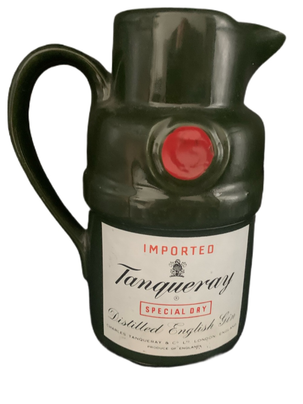 Vintage Imported Tanqueray Special Dry Distilled English Gin Pitcher England